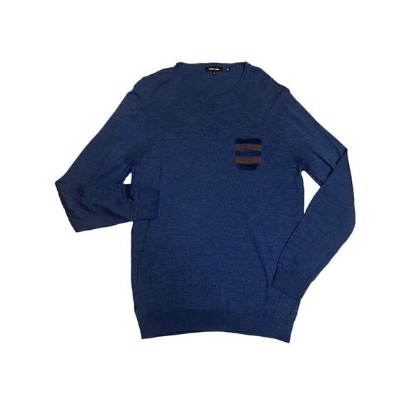 Jared Lang Men's Merino Wool Blend Faux Pocket Sweater Blue Size XXL - Picture 2 of 7